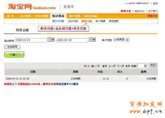 淘宝直通车操作-如何查看财务日报表
