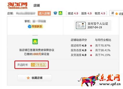 淘宝卖家10年老店的标识.png