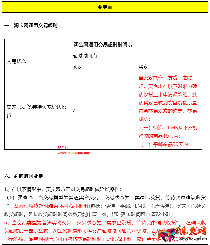 《淘宝网超时说明》规则变更公示通知