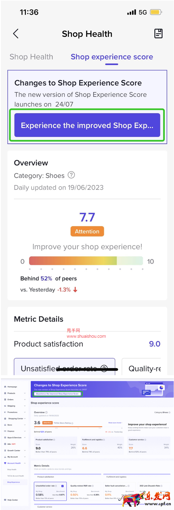 TikTok Shop店铺评分